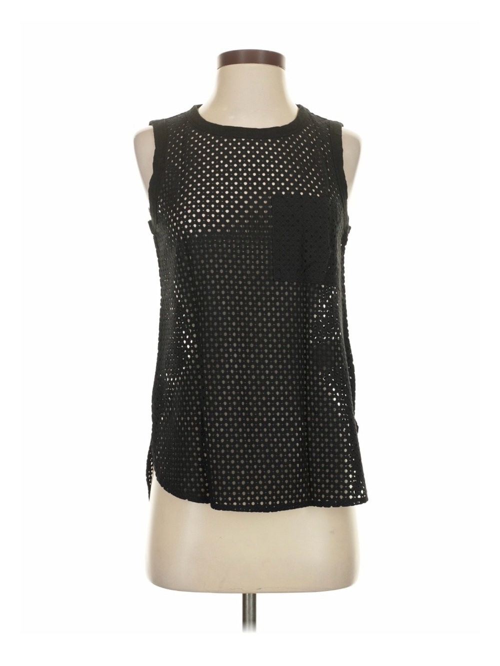 Banana Republic Sleeveless Black Mesh Perforated Pocket Tank Top